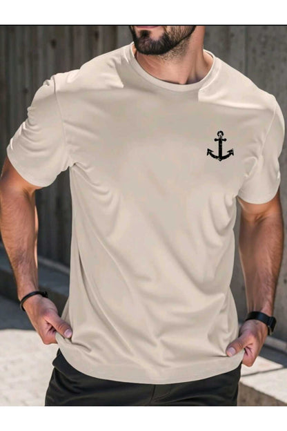 Çapa Baskılı Erkek Yazlık T-shirt