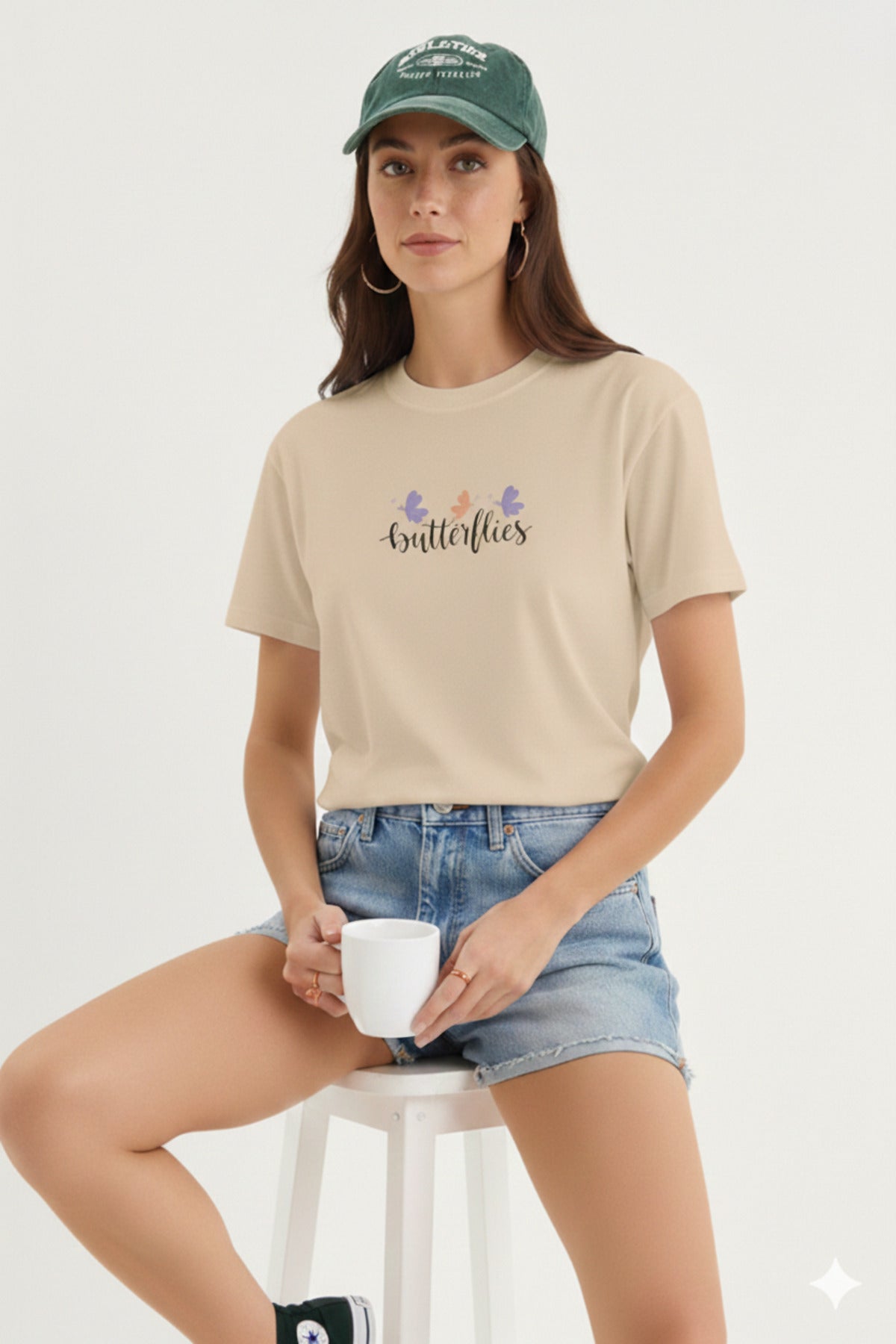 Butterflies Yeni Basklı Kadın T-Shirt
