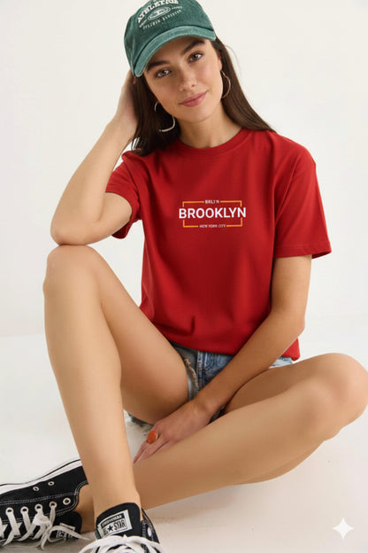 BKLYN Brooklyn Baskılı Regular Kalıp Kadın Yeni Sezon T-Shirt