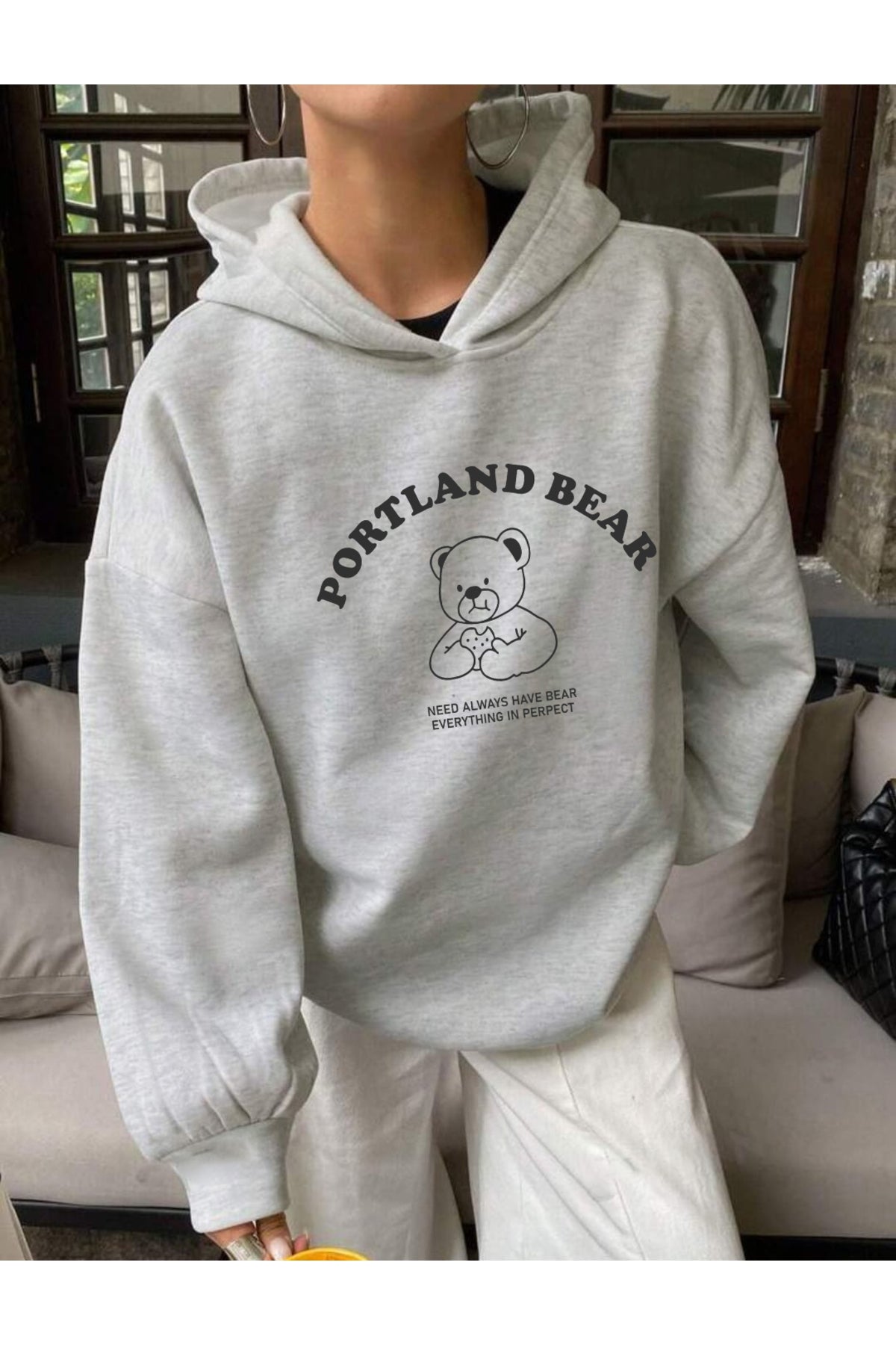 Oversize Kapüşonlu (PORTLAN BEAR) Sweatshirt