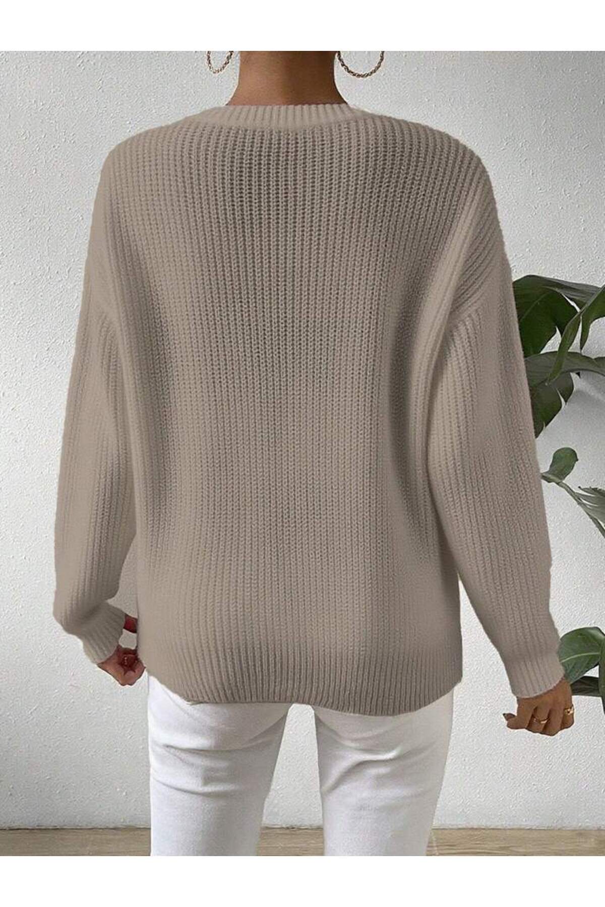 TRİKO Örme Oversize Bisiklet Yaka Kazak BTK