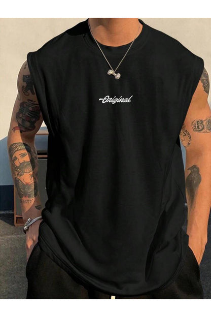 Original Kolsuz Atlet tshirt  Erkek Sıfır Kol Baskısız Giyim Spor Giyim Oversize T-SHİRT