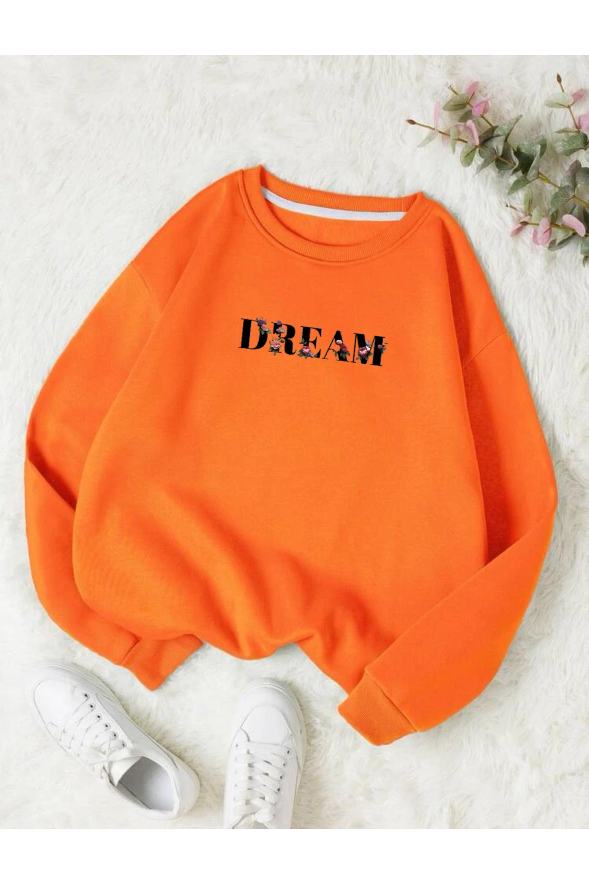 DREAM Baskılı Sıfır Yaka Sweatshirt