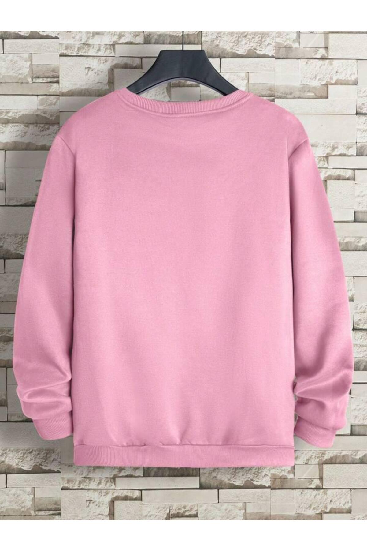 MOON Baskılı Oversize Kalıp Bisiklet Yaka Sweatshirt