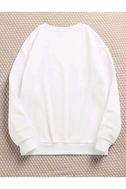 Bisiklet Yaka Sweatshirt Düz Baskısız ( SOFT ) Geniş Kalıp