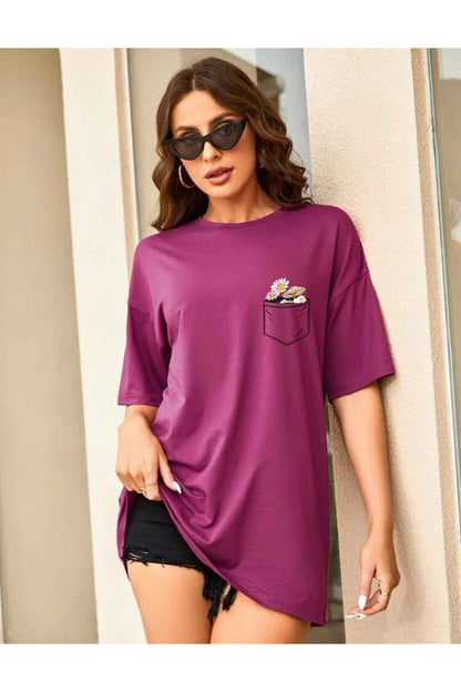 Çiçek Baskılı Unisex Oversize Tshirt