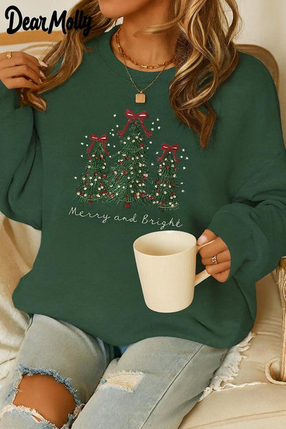 Yılbaşı Çam Ağacı Baskılı Sweatshirt
