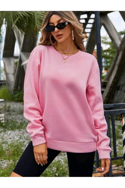 Bisiklet Yaka Sweatshirt Düz Baskısız ( SOFT ) Geniş Kalıp