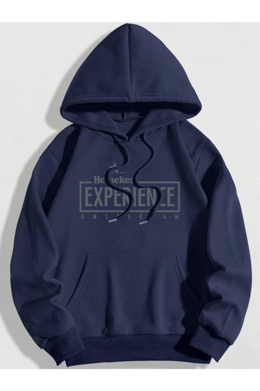 Lacivert Kapüşonlu Sweatshırt Hoodıe Amster Baskılı