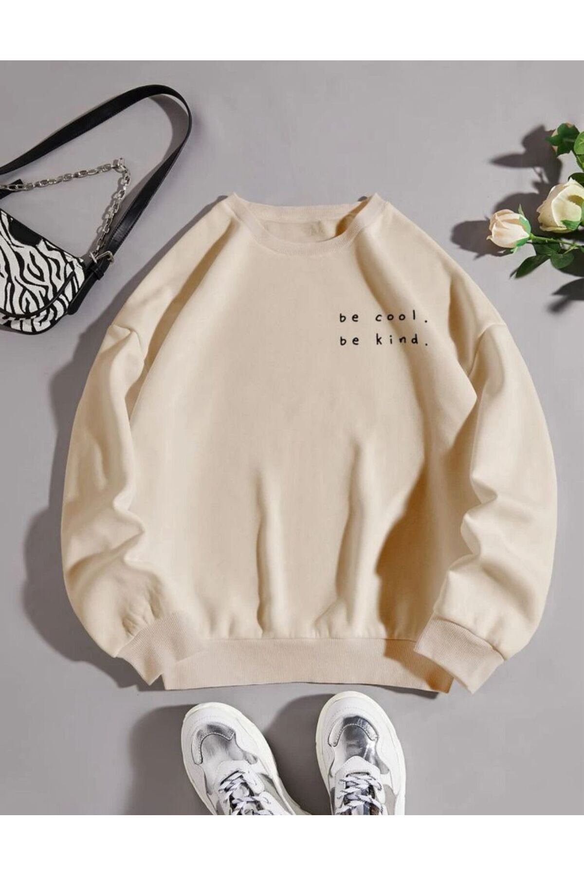 Unısex Baskılı Bisiklet Yaka Sweatshirt Hoodie Be Kınd