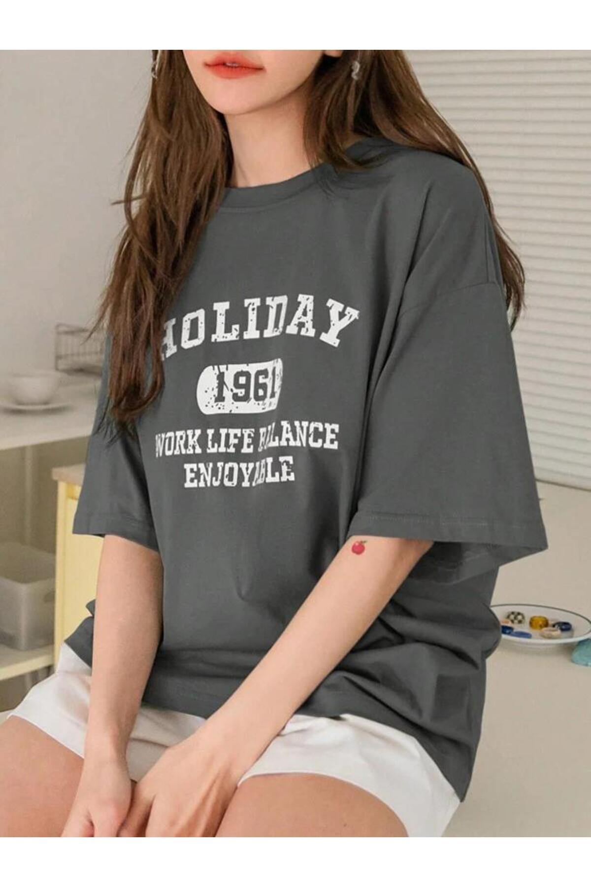 HOLIDAY 1961 Baskılı Pamuklu Kısa Kol (Oversize) Tshirt