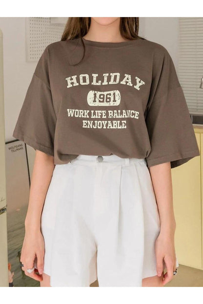 HOLIDAY 1961 Baskılı Pamuklu Kısa Kol (Oversize) Tshirt