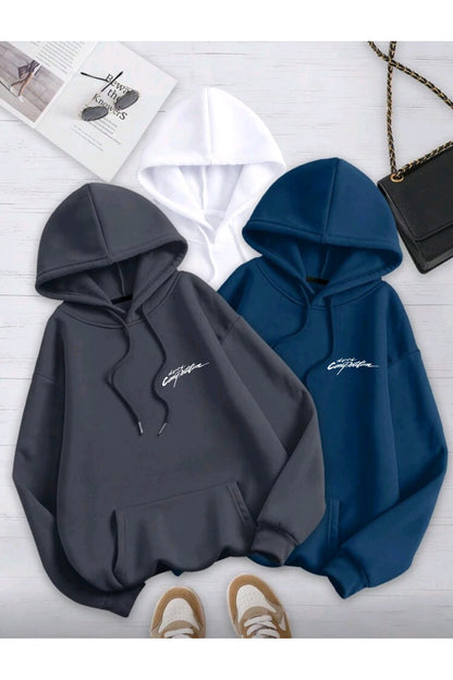 The Sprit Of Competition Baskılı 3 Adet Kapşonlu Yeni Sezon Unisex