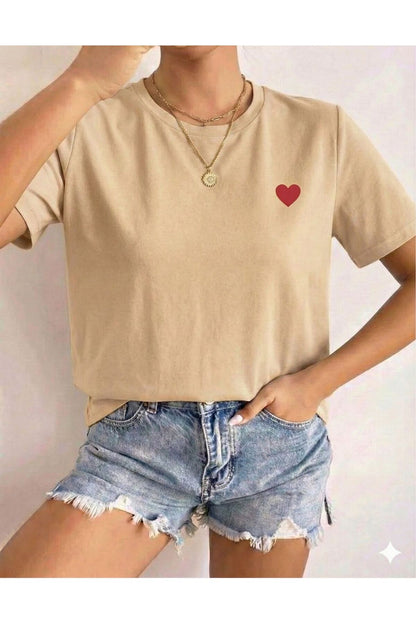 Kalp Baskılı Kadın Tshirt