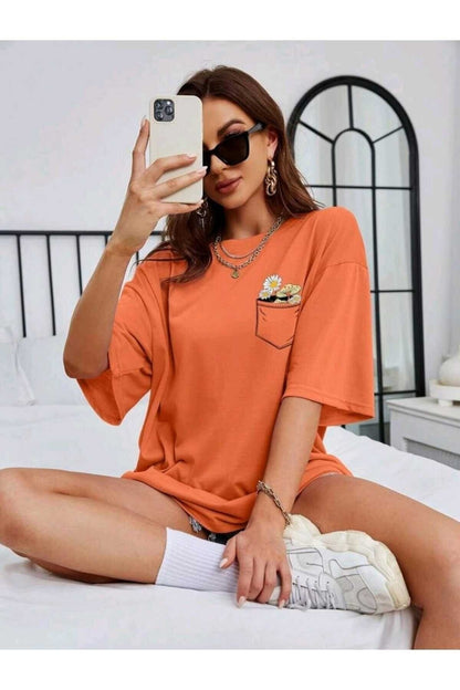 Çiçek Baskılı Unisex Oversize ( Geniş Kalıp ) Tshirt