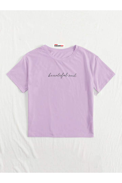 Beautiful Soul Baskılı Oversize Geniş Kalıp Pamuklu T-shirt Unisex