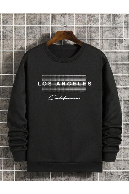 Los Angeles California Baskılı Bisiklet Yaka Pamuklu Sweatshirt