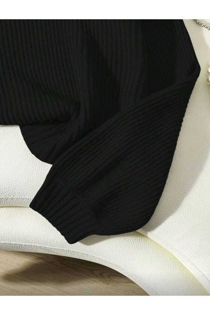 TRİKO Örme Oversize Bisiklet Yaka Kazak Yeni BTK