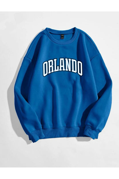 ORLANDO Baskılı Bisiklet Yaka Unisex Sweatshirt