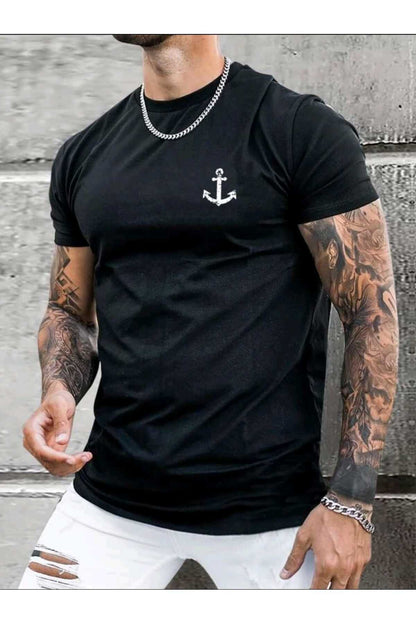 Çapa Baskılı Erkek Yazlık T-shirt