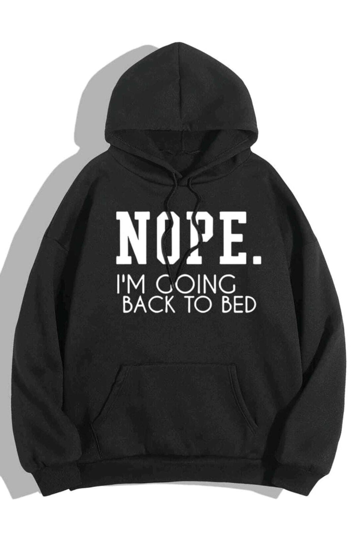 Nope Baskılı Oversize Kapşonlu Hoodie Unisex