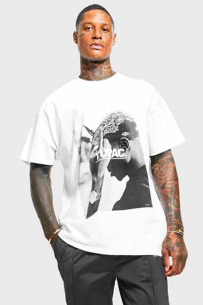 Tupac Mix Oversize Pamuk Bisiklet Yaka Unisex Tshirt