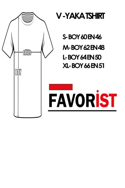 V Yaka Basic Pamuklu CLASSİCAL Baskılı Tshirt