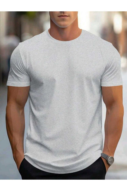 Erkek yazlık pamuklu Basic T-shirt Düz Model