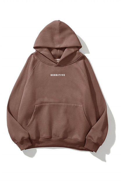 SENSITIVE Unısex Baskılı Oversize Kapşonlu Sweatshirt