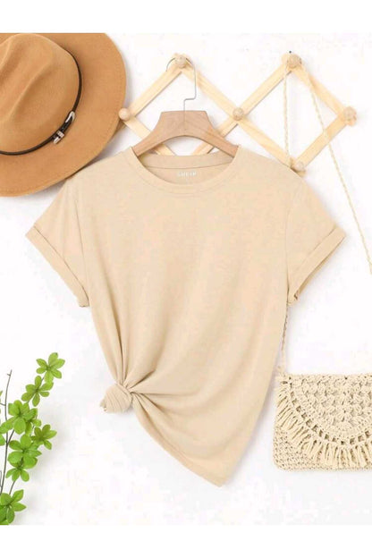 Düz Baskısız Basic Yazlık Kadın Tshirt