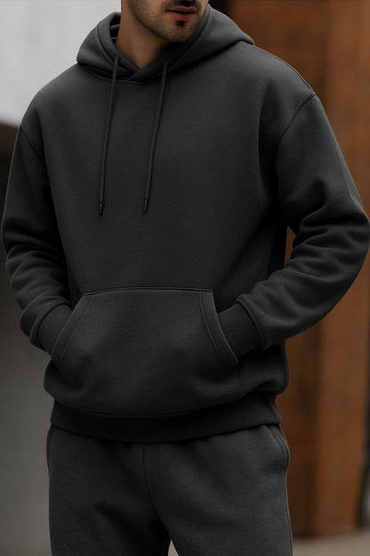 ERKEK KAPÜŞONLU DÜZ BASKISIZ SWEATSHİRT