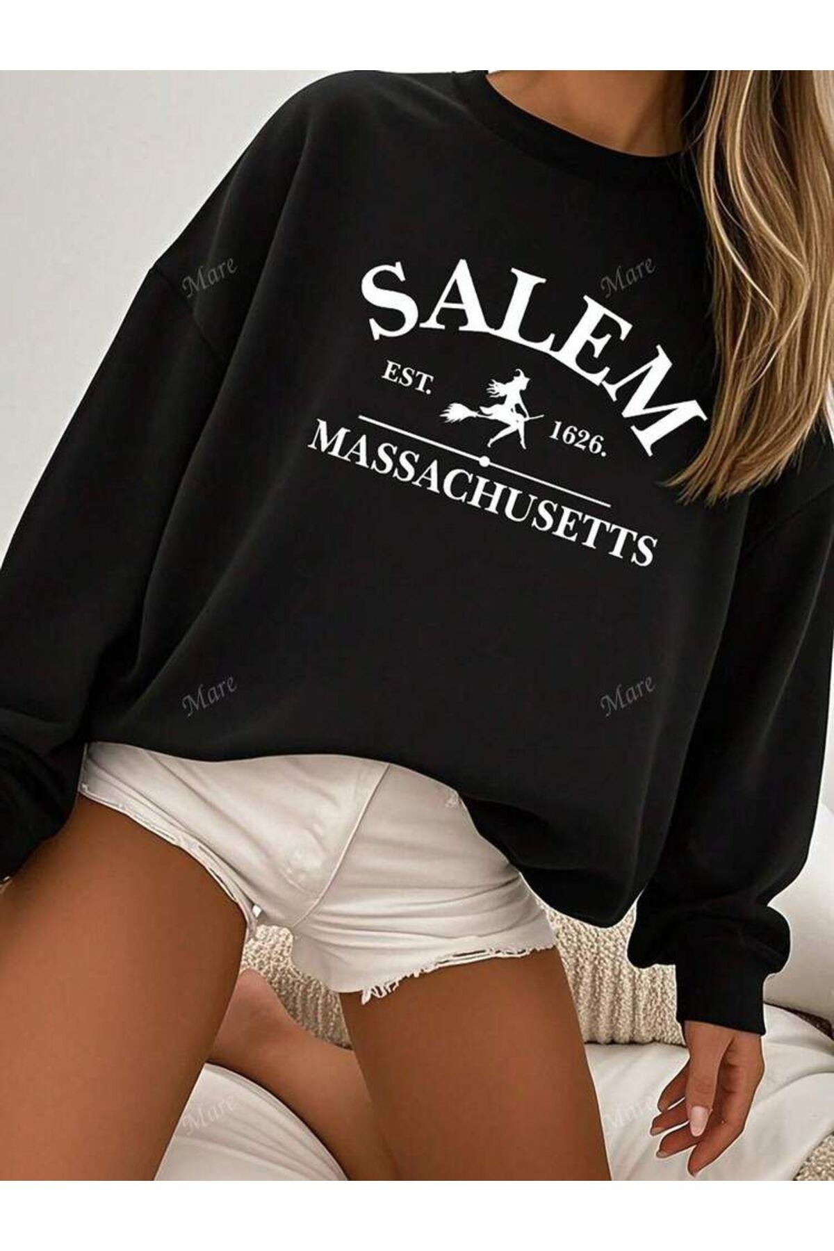Siyah Karışık Bisiklet Yaka Sweatshirt Koleksiyonu