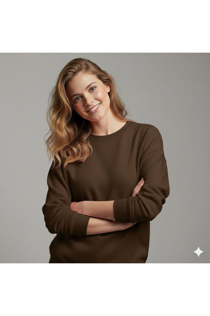 Basic Bisiklet Yaka Kadın Sweatshirt