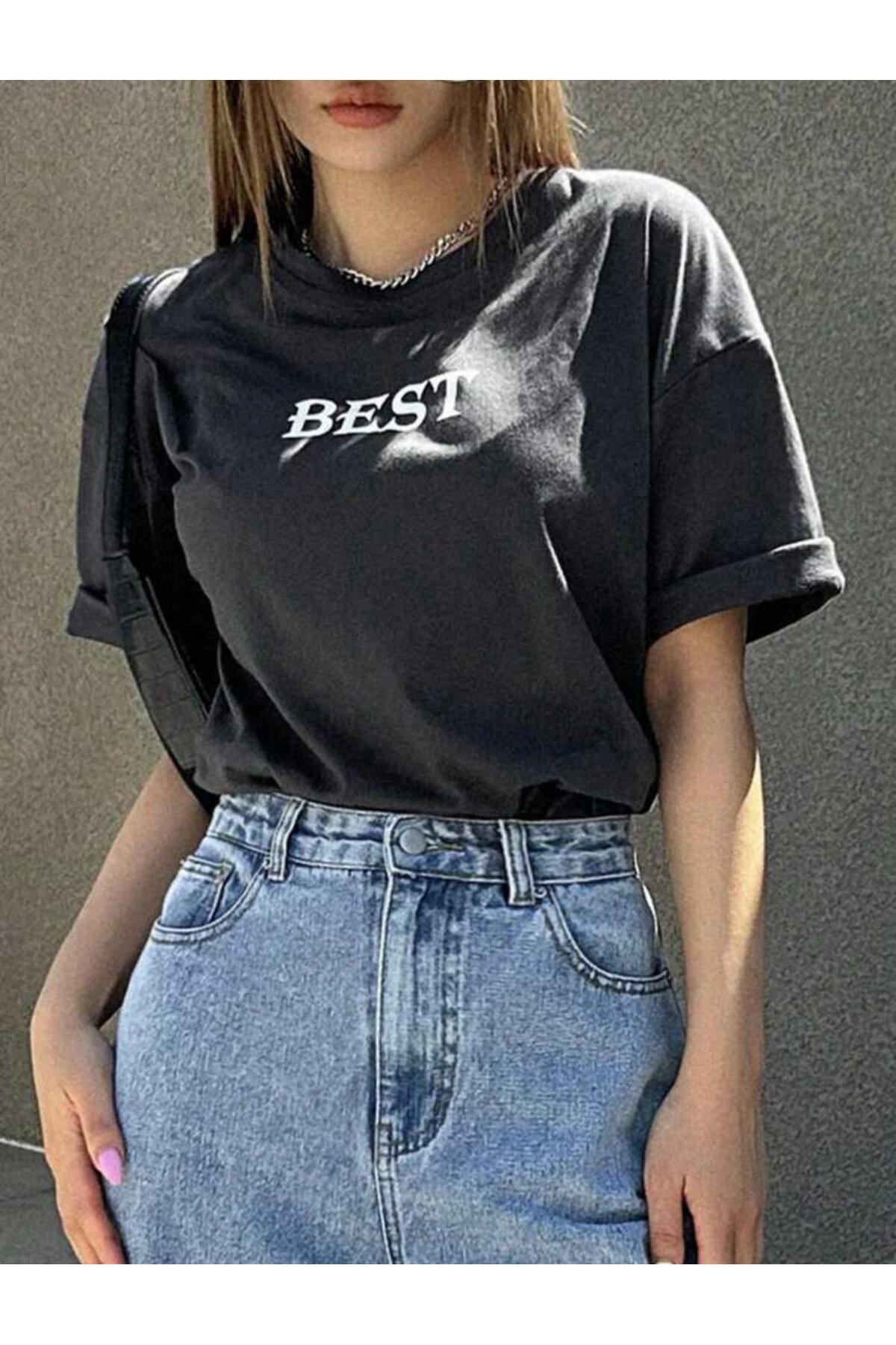 BEST Slogan Baskılı Kısa Kol (Oversize) Tshirt