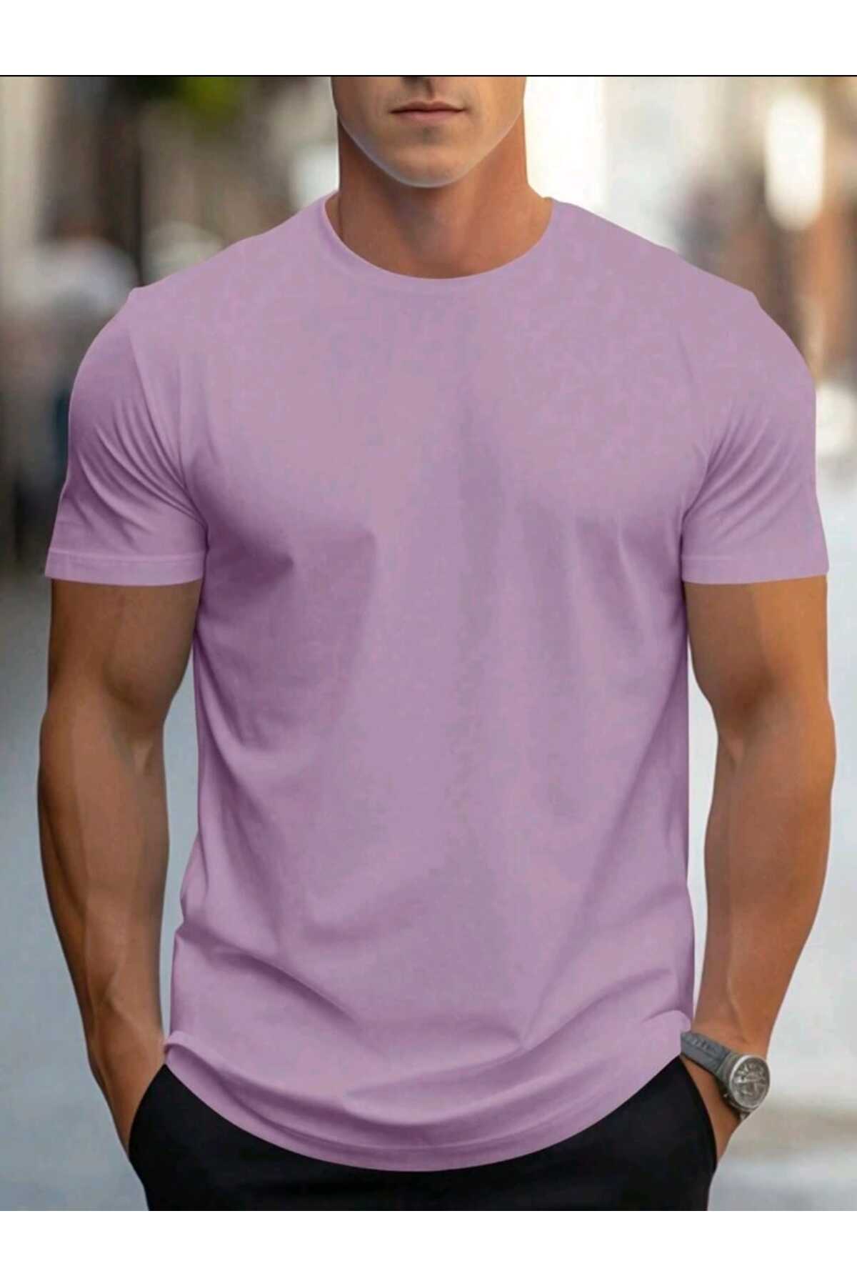 Erkek yazlık pamuklu Basic T-shirt Düz Model