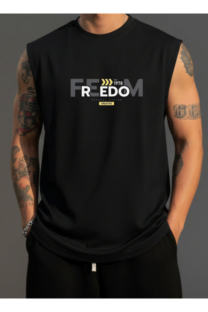 Erkek Sıfır Kol MİX Baskılı T-Shirt