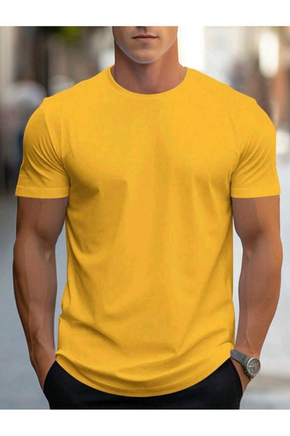 Erkek yazlık pamuklu Basic T-shirt Düz Model