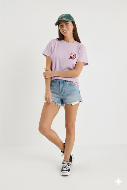 Kalpler ve Kedi Kadın Pamuklu Regular kalıp T-Shirt