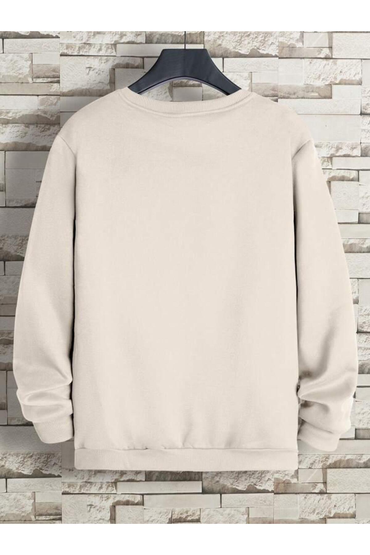 Kuru Kafa Unisex Baskılı Oversize Bisiklet Yaka Sweatshirt