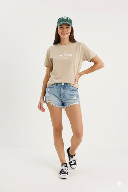 BKLYN Brooklyn Baskılı Regular Kalıp Kadın Yeni Sezon T-Shirt