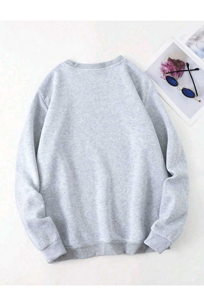Sevimli Ayı Baskılı Bisiklet Yaka Oversize Pamuklu Sweatshirt ( GENİŞ KALIP )