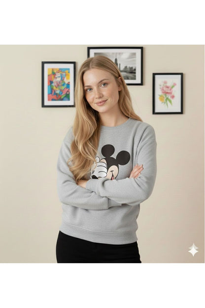 Oversize MICKY OOPS Bisiklet Yaka Sweatshirt