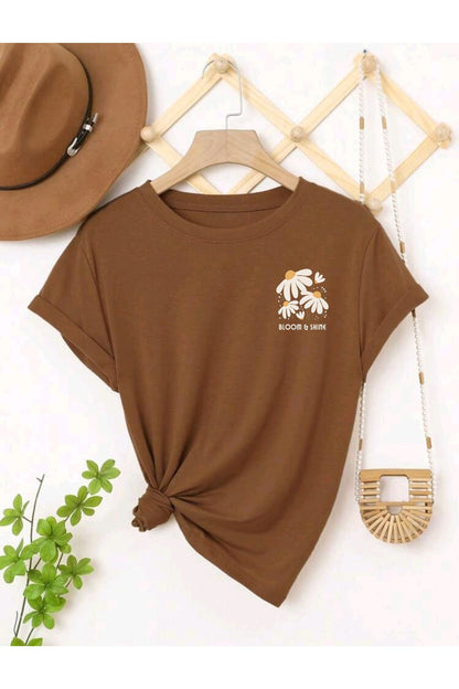 BLOOM SHINE Baskılı UNISEX YAZLIK Pamuklu Kısa Kol Tshirt