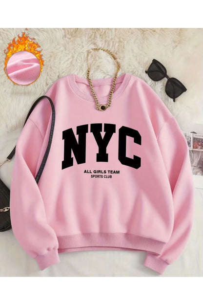 NYC ALL GİRLS TEAM BASKILI SWEATSHİRT