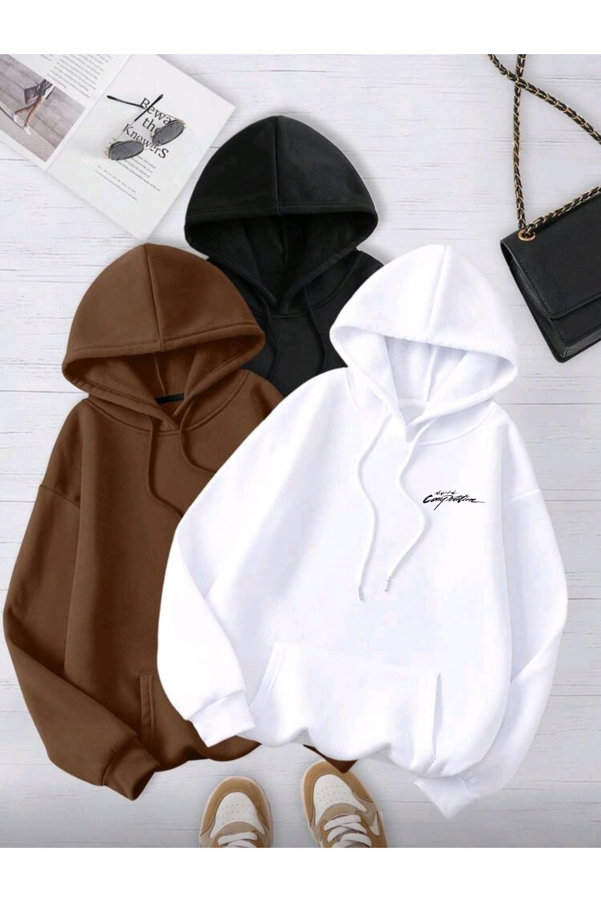 The Sprit Of Competition Baskılı 3 Adet Kapşonlu Yeni Sezon Unisex