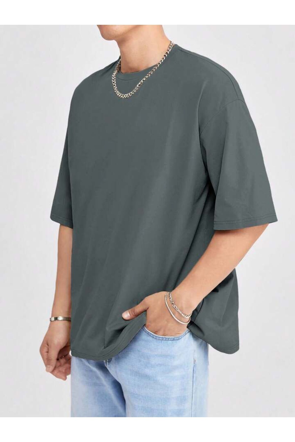 Erkek Giyim Rahat Kesim  Pamuklu Kısa Kol (Oversize) Tshirt
