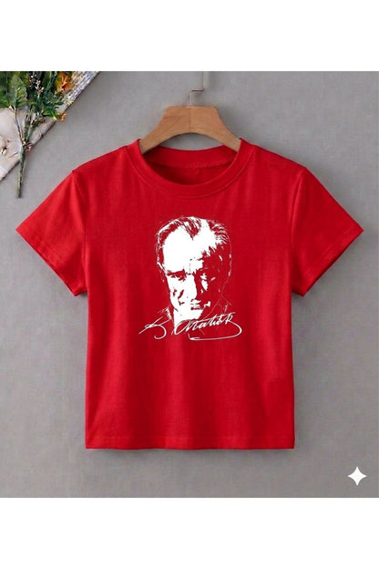 Türk Bayrağı ve ATATÜRK Baskılı Özel Çocuk Tshirt