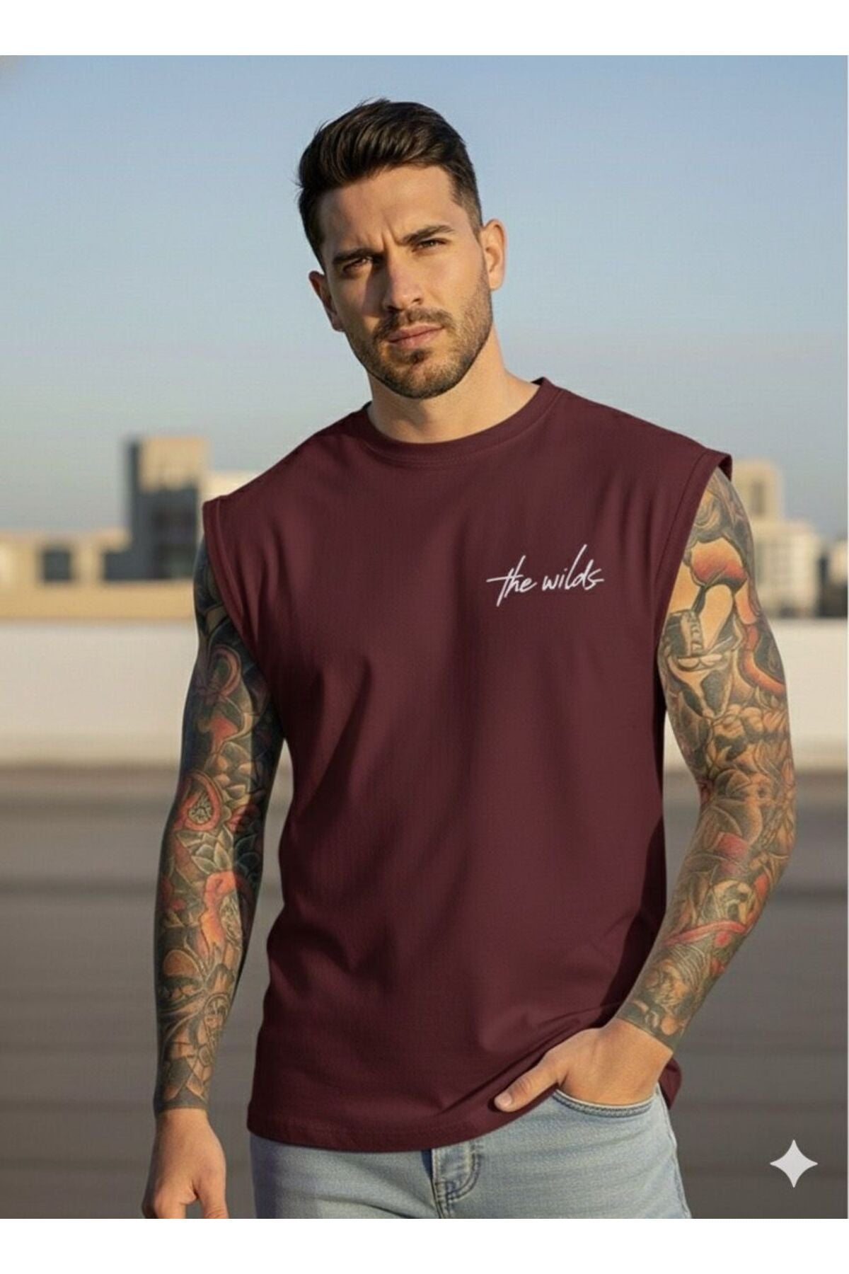 THE WILDS Baskılı Erkek Sıfır Kol Sporcu Kolsuz Tshirt