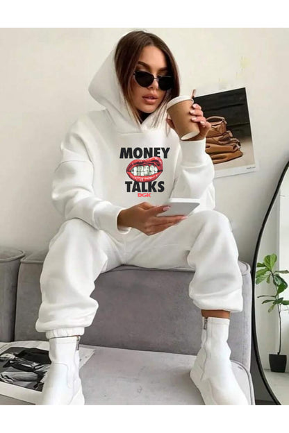 MONEY TALKS Alt Üst Eşofman Takımı Kapşonlu Kanguru Cepli