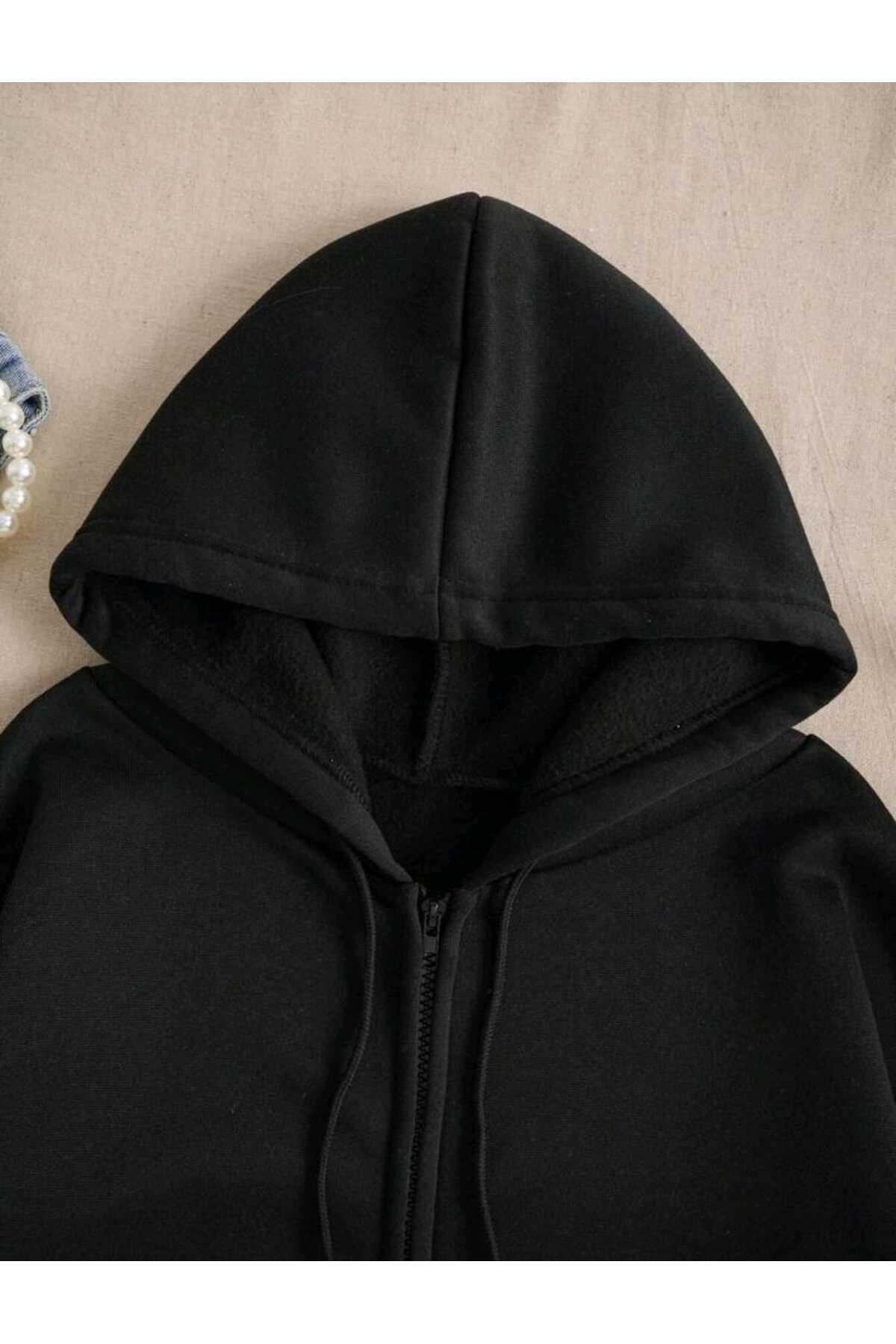 Fermuarlı Kalın Kışlık Şardonlu Unisex Sweatshirt